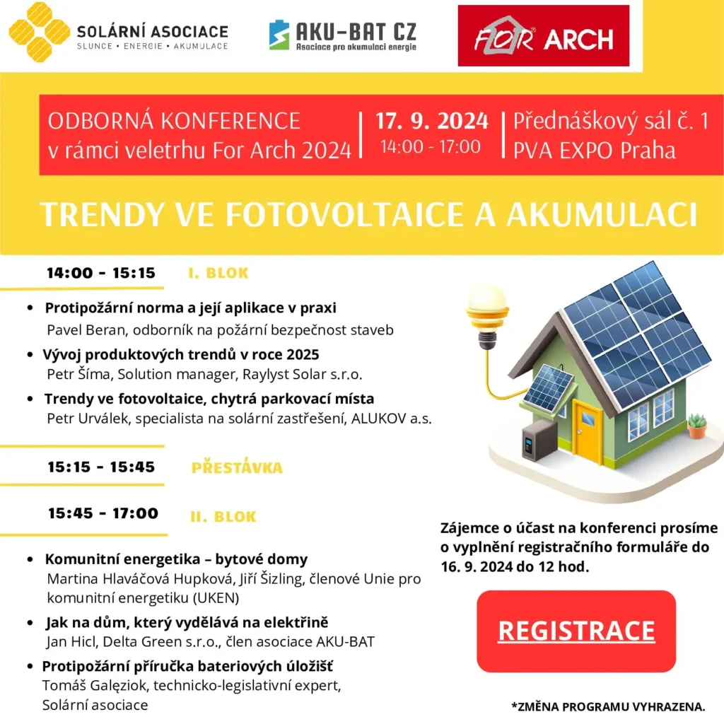 Odborná konference For Arch 2024: Trendy ve fotovoltaice a akumulaci